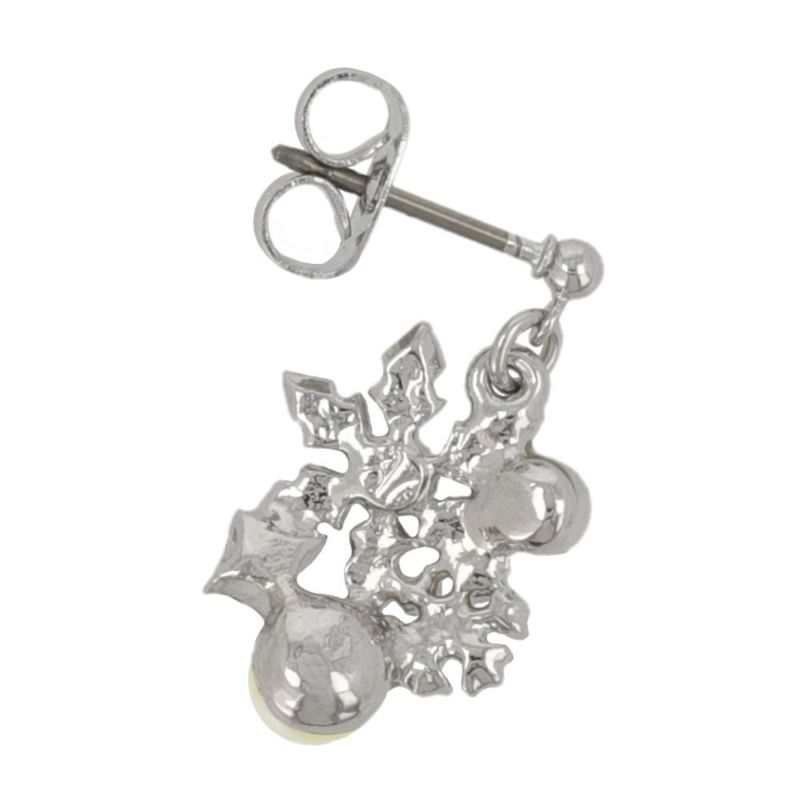 ピアス ニッケルフリー メタル 雪の結晶 合成キャッツアイ パール ストーン チタンポスト スタッドピアス