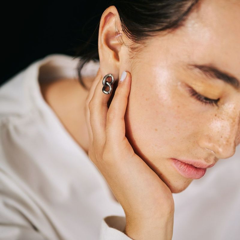 【LIMITED NUMBER】STAINLESS collection ピアス メタル マンテルチェーン スタッドピアス