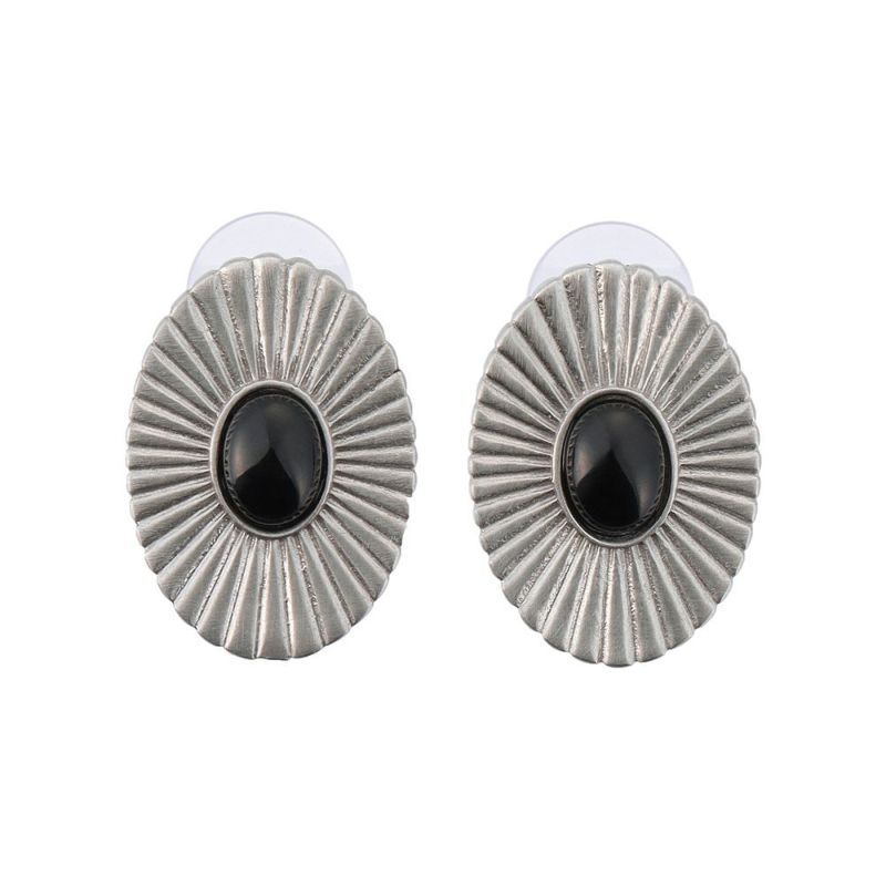 【LIMITED NUMBER】STAINLESS collection ピアス メタル オーバル 天然石 コンチョ スタッドピアス