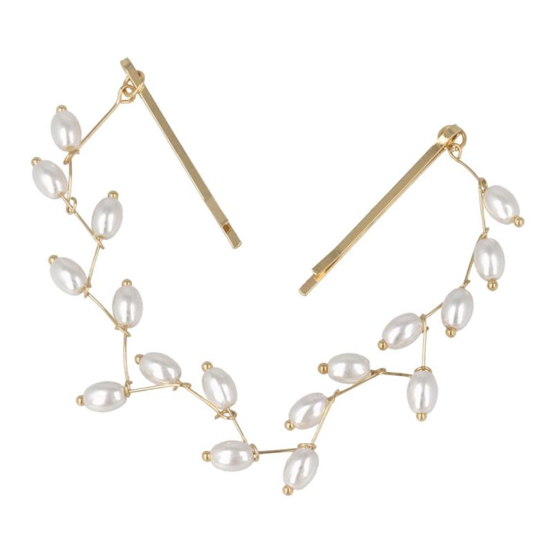 Classy ヘアアレンジセット ヘッドドレス ミニクリップ メタル パール オーバル チェーン フラワー 花 4個セット クリップ アメピン