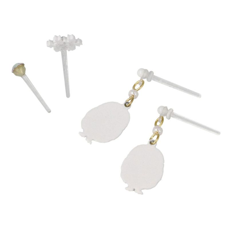 樹脂ピアス ニッケルフリー フクロウ 梟 鳥 雪の結晶 ストーン 4個セット スタッドピアス ドロップピアス