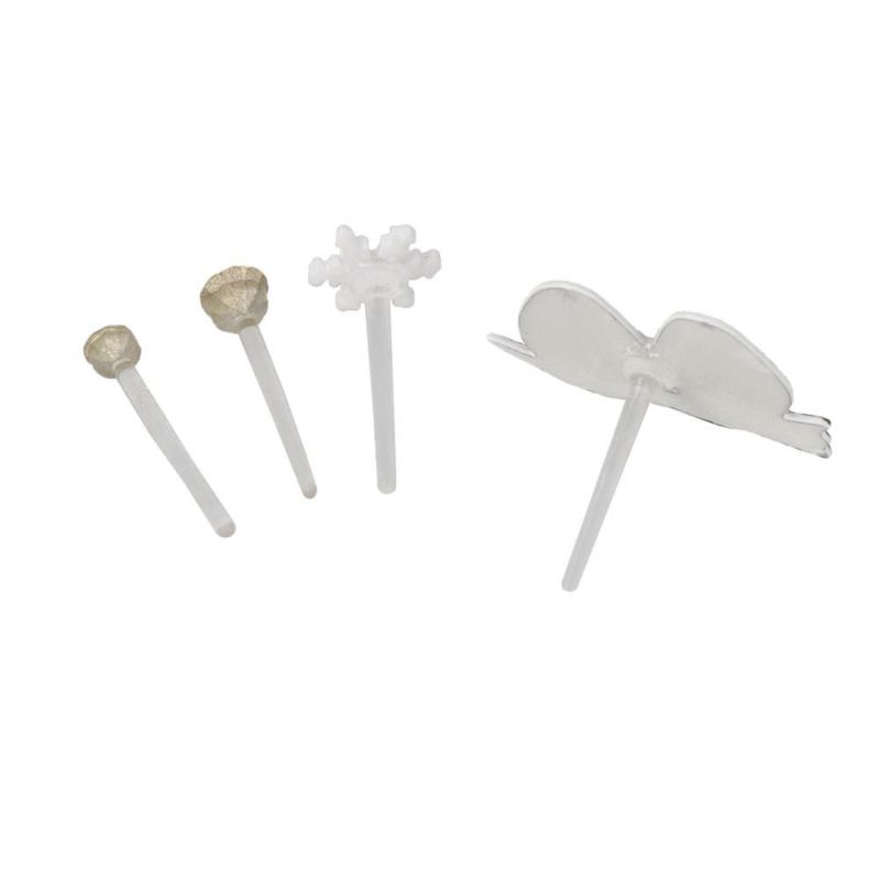 樹脂ピアス ニッケルフリー シマエナガ 鳥 小枝 雪の結晶 ストーン 4個セット スタッドピアス