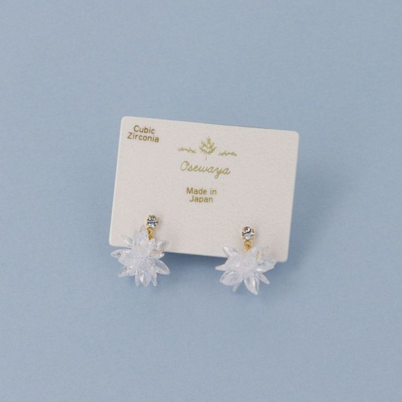 ピアス ニッケルフリー メタル キュービックジルコニア 金平糖 雪の結晶 チタンポスト スタッドピアス