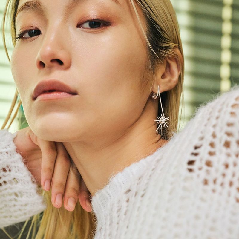 【LIMITED NUMBER】MOON イヤリング ニッケルフリー マットメタル シューティングスター クリップイヤリング シリコンカバー付き