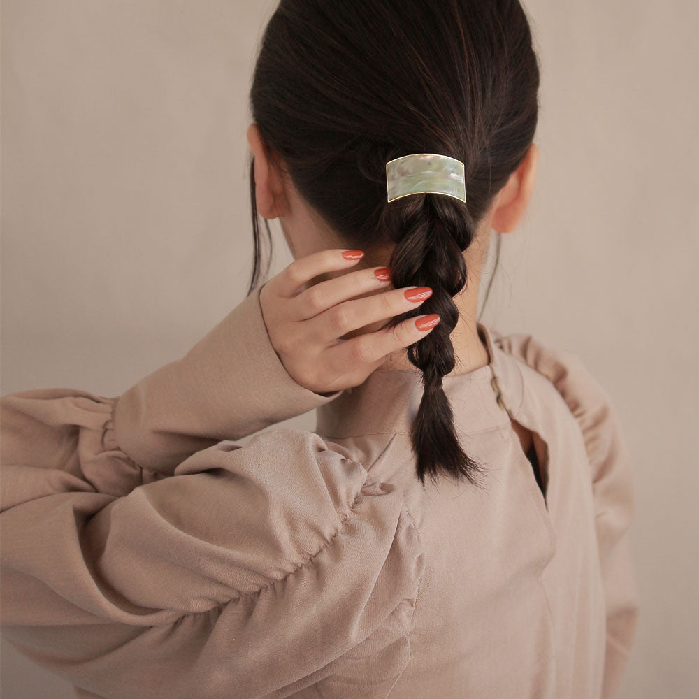 ヘアカフ レクタングル 樹脂 ピクトリアル マーブル