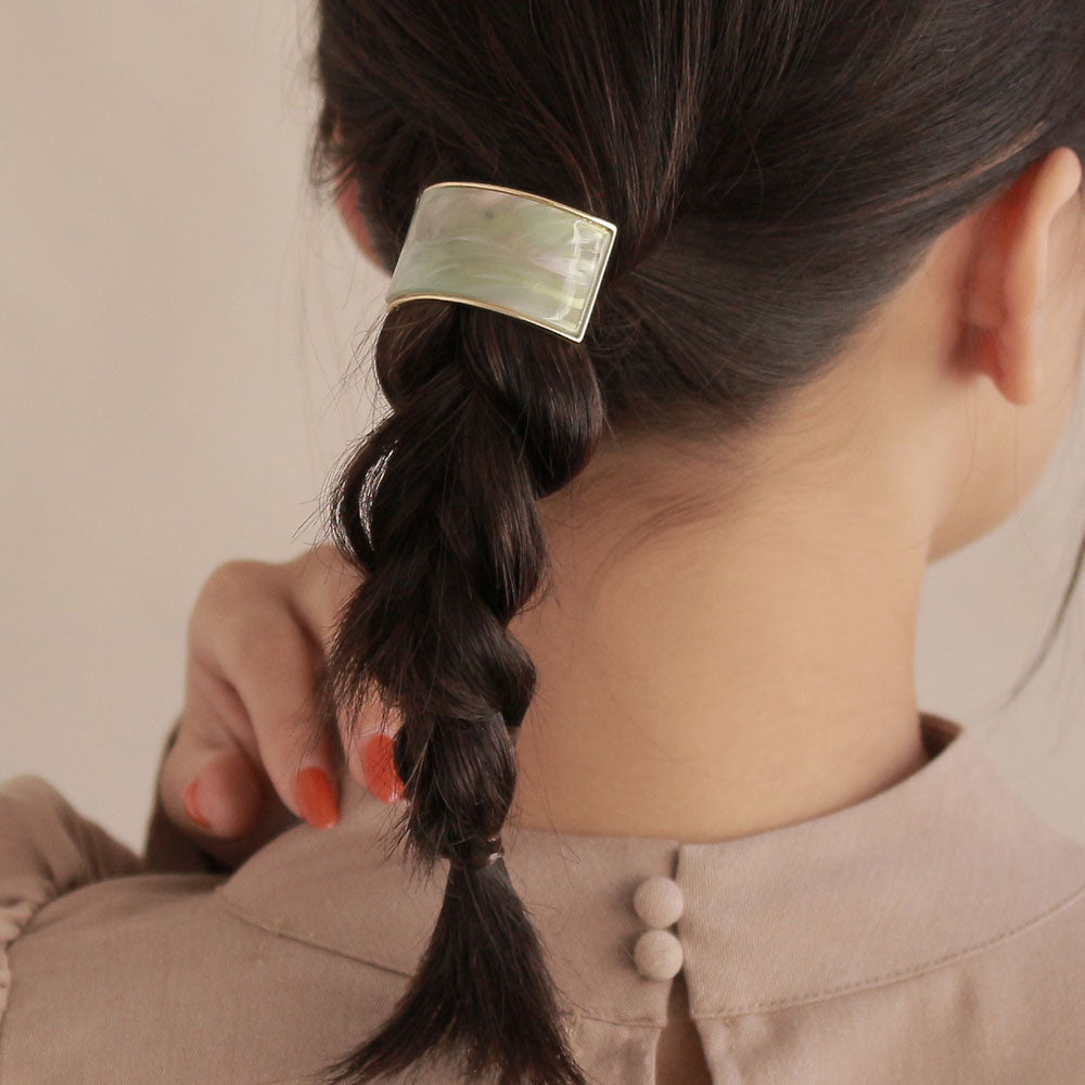 ヘアカフ レクタングル 樹脂 ピクトリアル マーブル