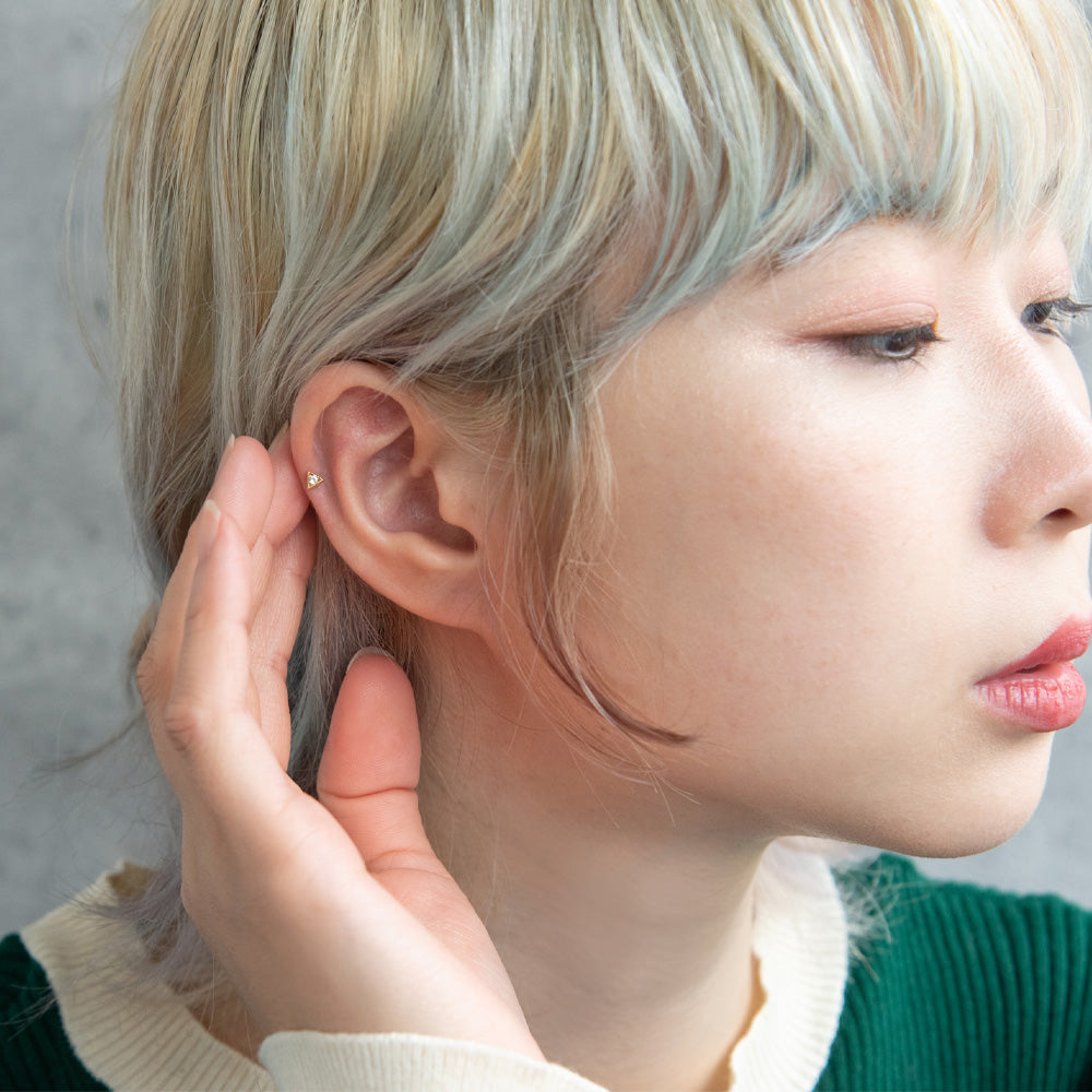 ボディピアス ストーン トライアングル ストレートバーベル ネジ式 サージカルステンレス 16G 【1個販売】