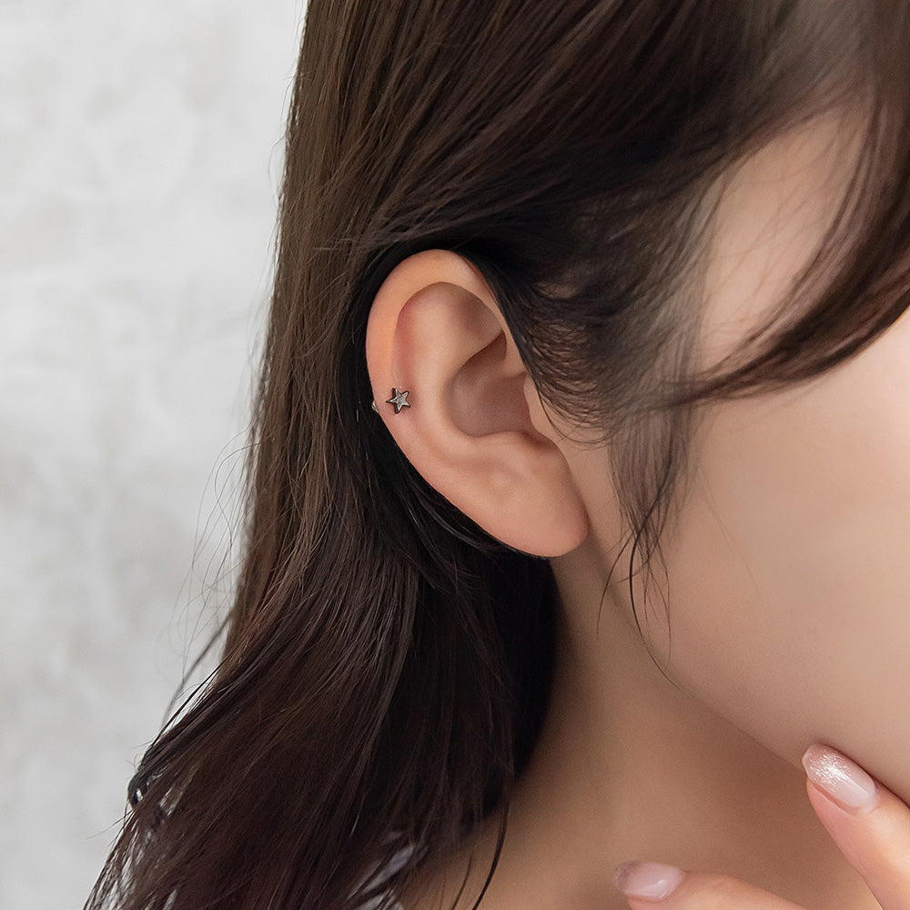 ボディピアス スター ストレートバーベル ネジ式 サージカルステンレス 16G 【1個販売】