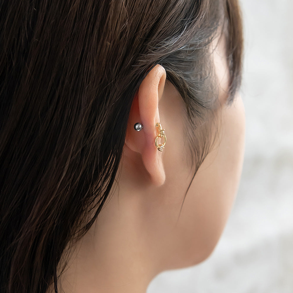 ボディピアス ダブル サークル キュービックジルコニア ストレートバーベル ネジ式 サージカルステンレス 16G 【1個販売】