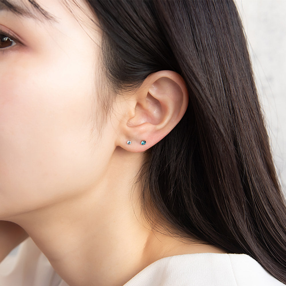 樹脂ピアス カラー ストーン 6個セット 樹脂ポスト スタッドピアス