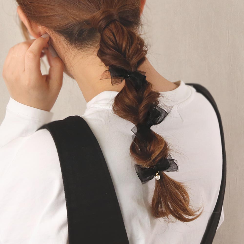 ヘアクリップ シアーリボン 3個セット ミニクリップ