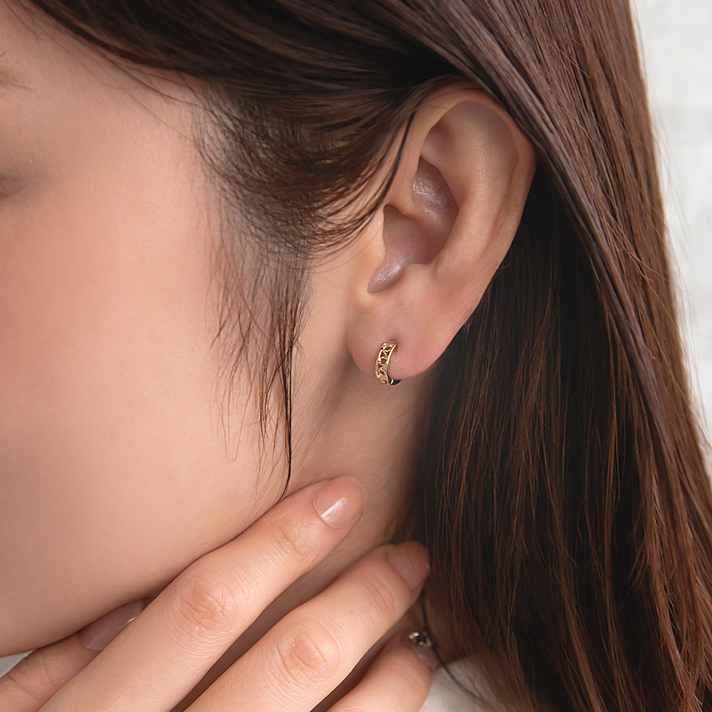 ピアス ニッケルフリー 透かし メタル ワンタッチ フープ 18金 K18 ポストピアス