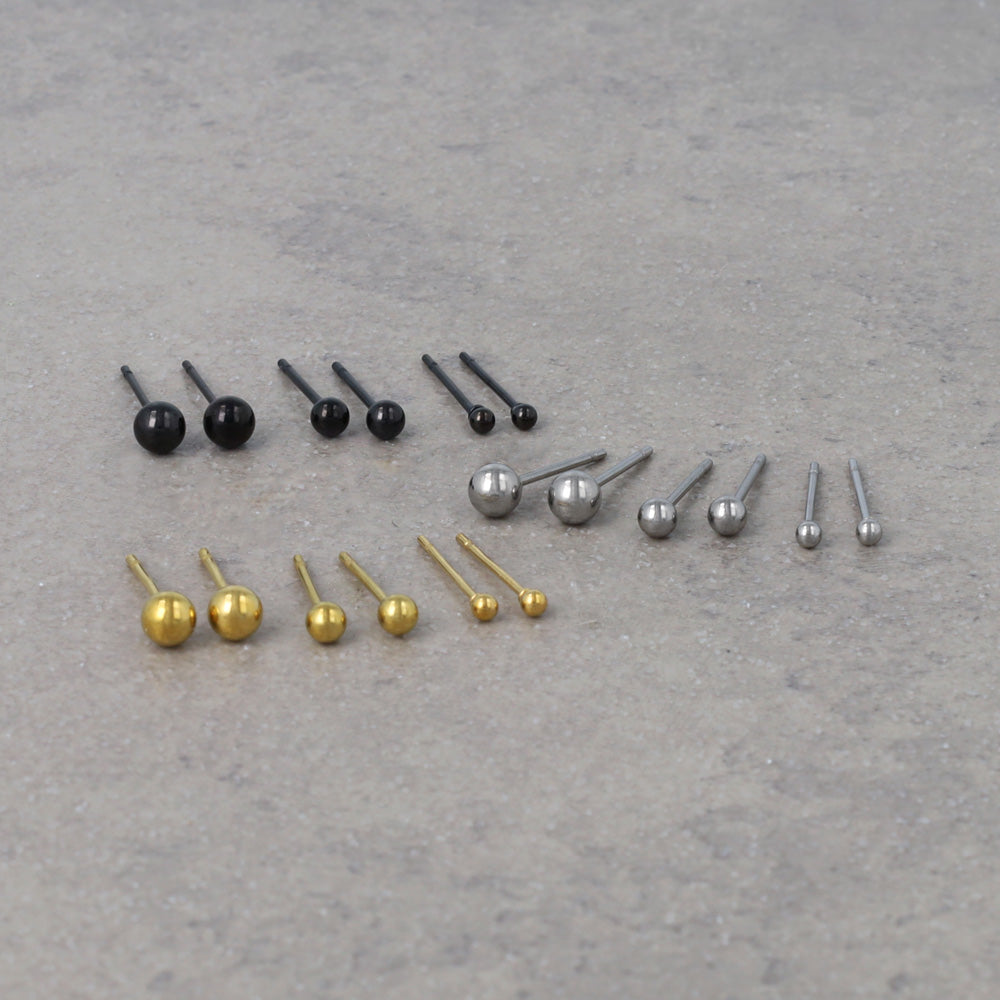 ピアス メタル ボール 6個セット ステンレスポスト スタッドピアス
