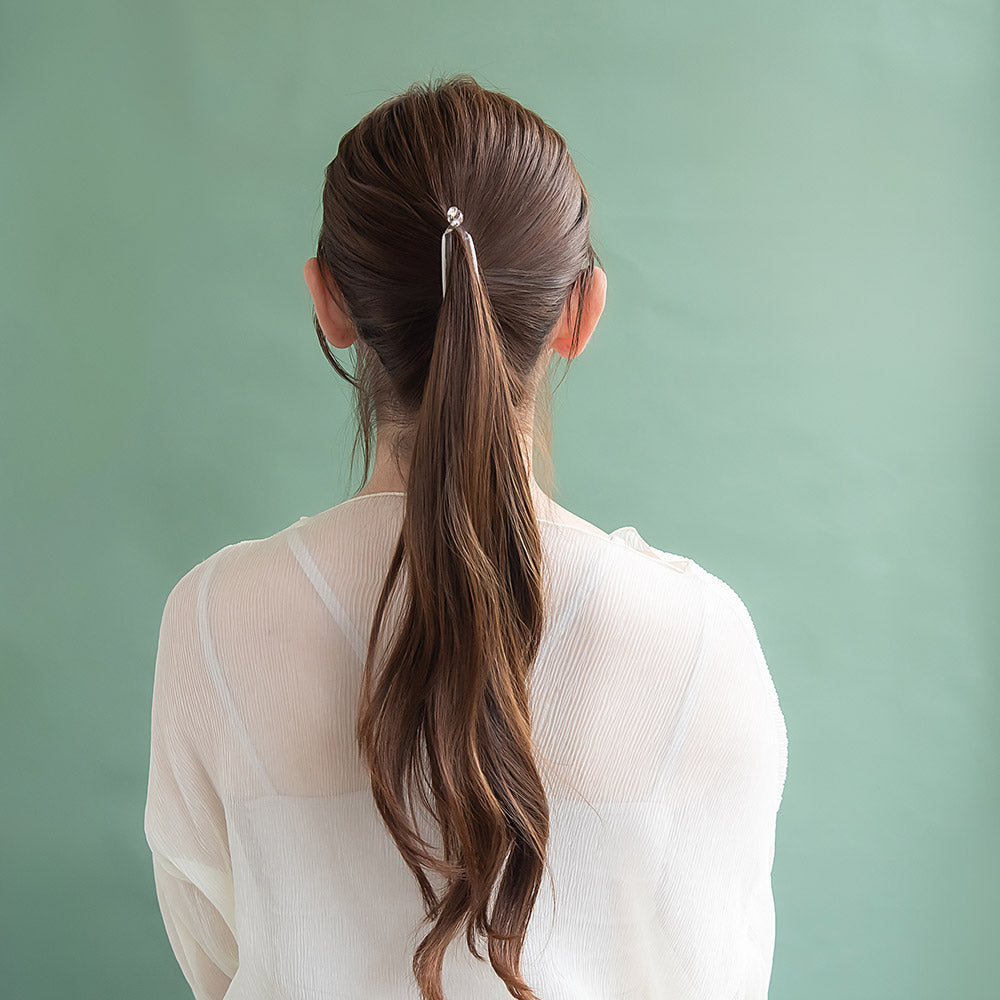 バナナクリップ Jewel epo ハーフ マーブル カラー クリア スリム ヘアクリップ