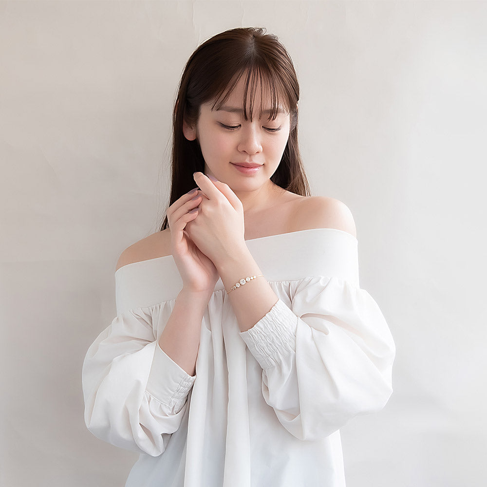 ブレスレット ニッケルフリー メタル キュービックジルコニア サークル スライドボール ベネチアン チェーンブレスレット