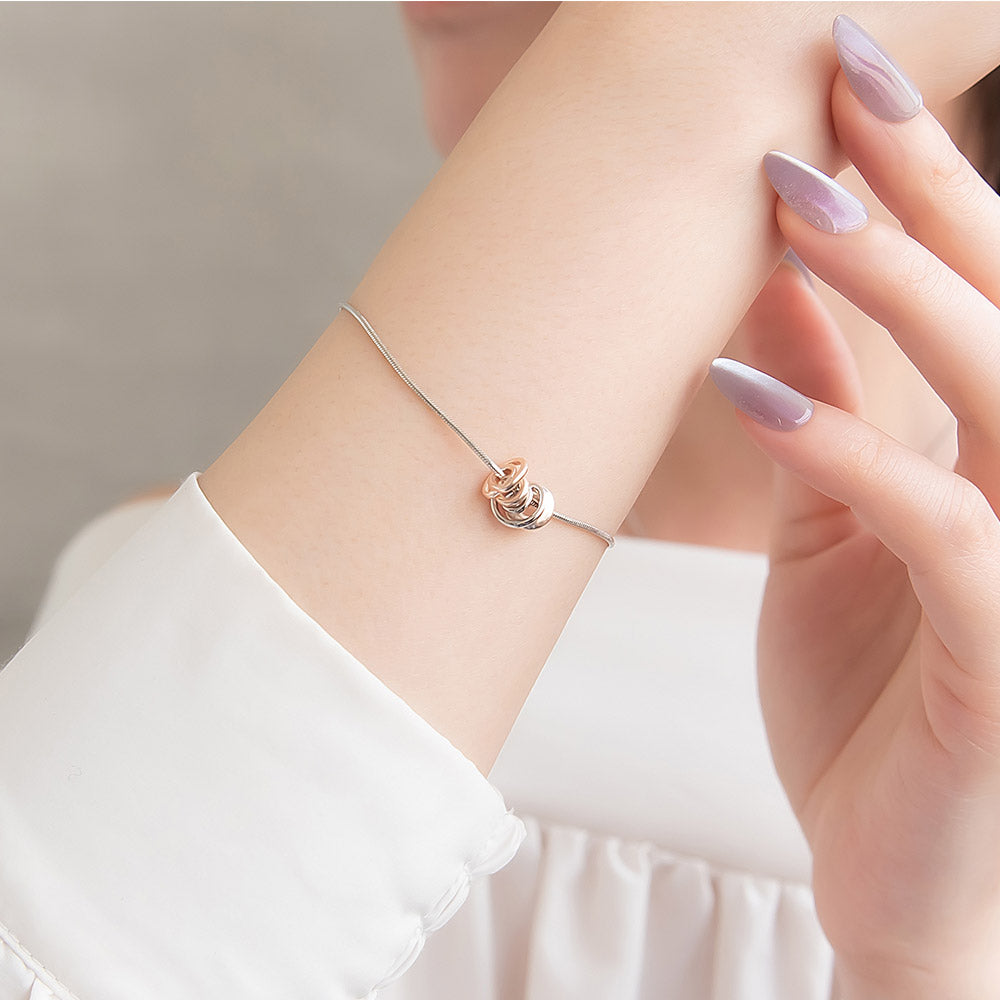 ブレスレット Combination Metal ニッケルフリー メタル ミニ ロール サークル リング スライドボール スネークチェーン チェーンブレスレット