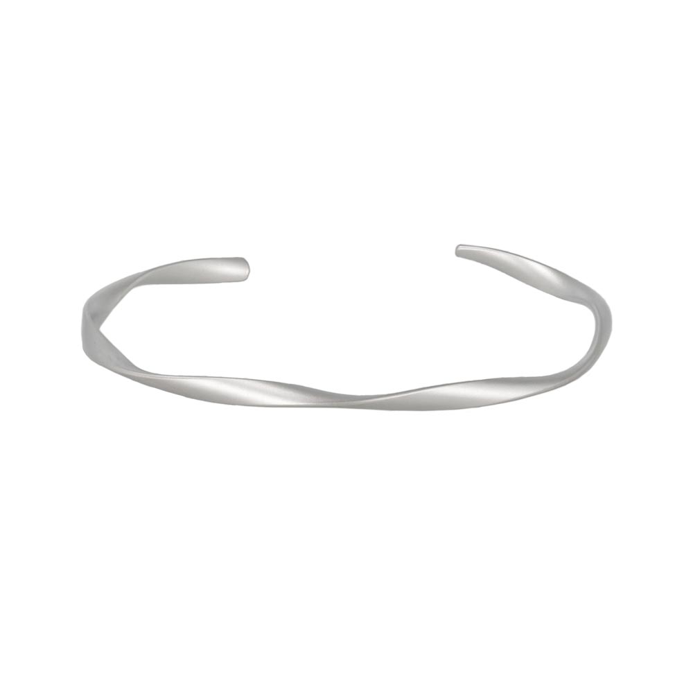 ブレスレット ニッケルフリー sable silver メタル ツイスト スリム ライン ハーフバングル