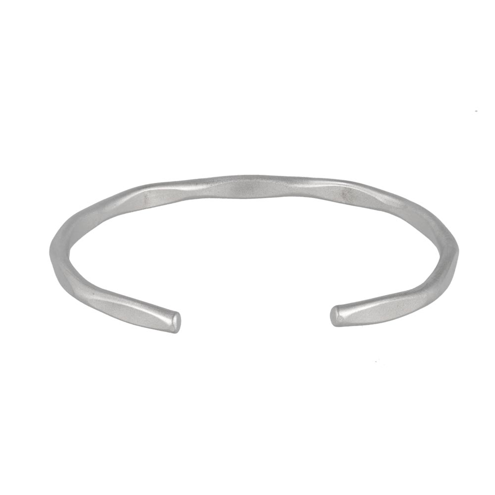 ブレスレット ニッケルフリー sable silver メタル フラット カット ライン スリム ハーフバングル