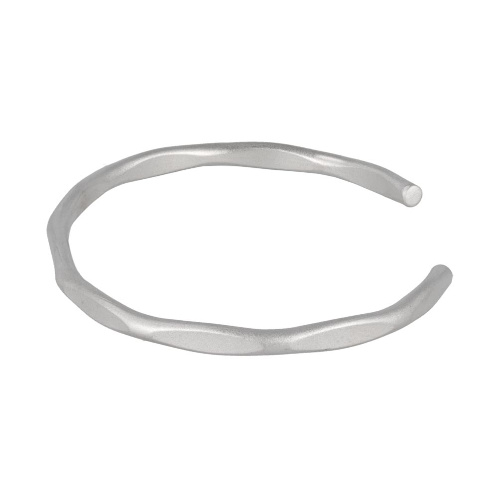 ブレスレット ニッケルフリー sable silver メタル フラット カット ライン スリム ハーフバングル