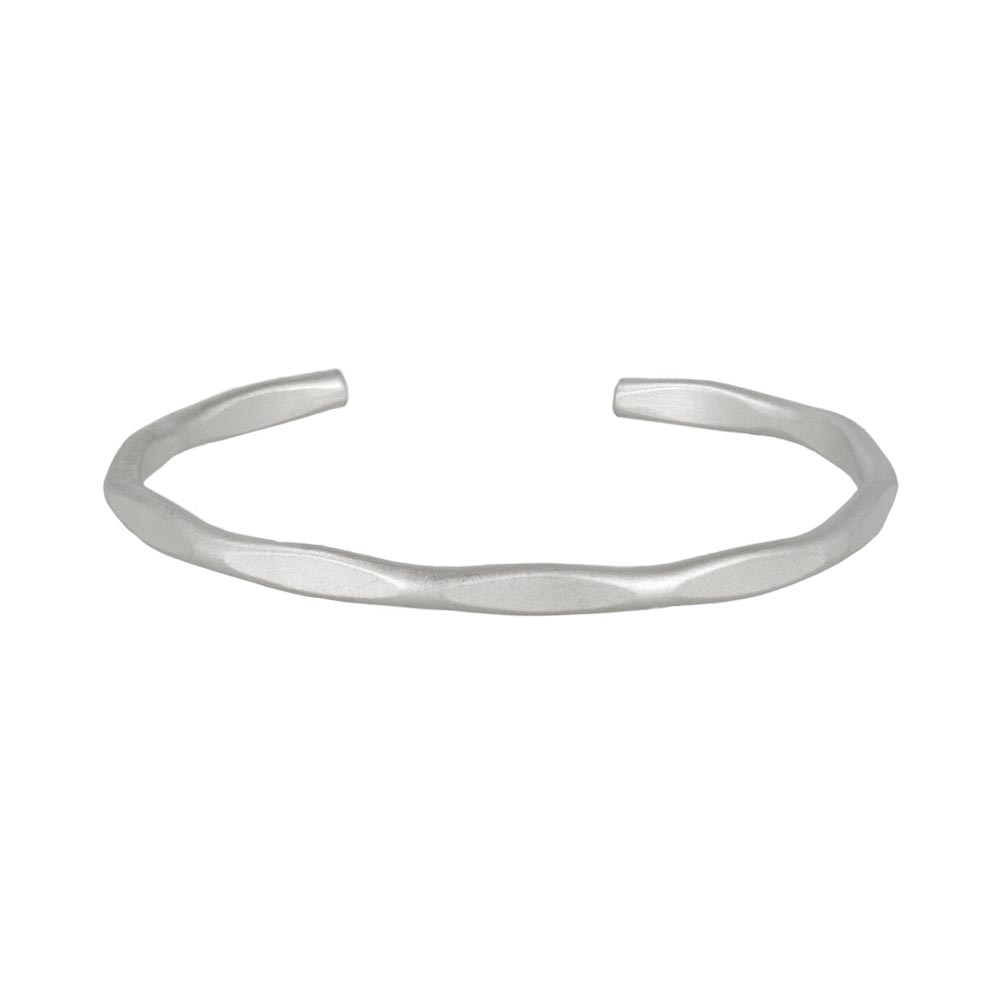 ブレスレット ニッケルフリー sable silver メタル フラット カット ライン スリム ハーフバングル