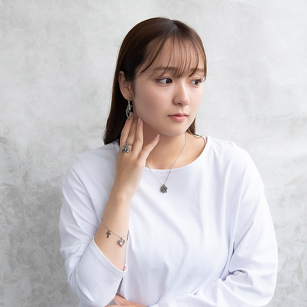 ブレスレット yura ニッケルフリー メタル ハート クロス バラ オーバル チェーンブレスレット