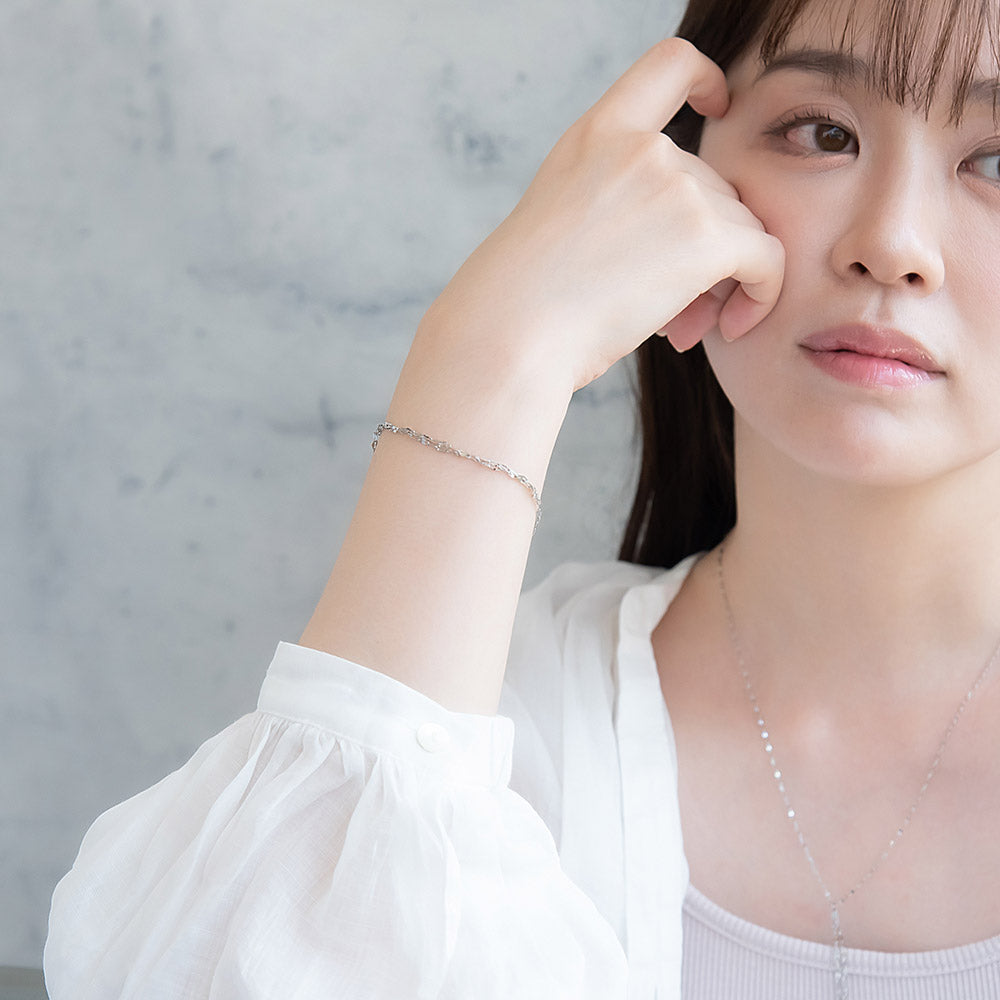ブレスレット ステンレス 2連風 ペタルチェーン マグネットブレスレット