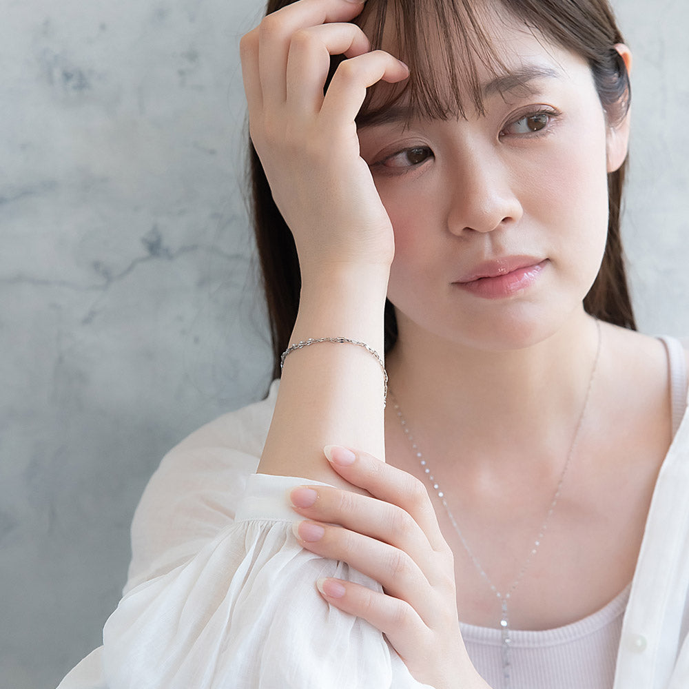 ブレスレット ステンレス 2連風 ペタルチェーン マグネットブレスレット