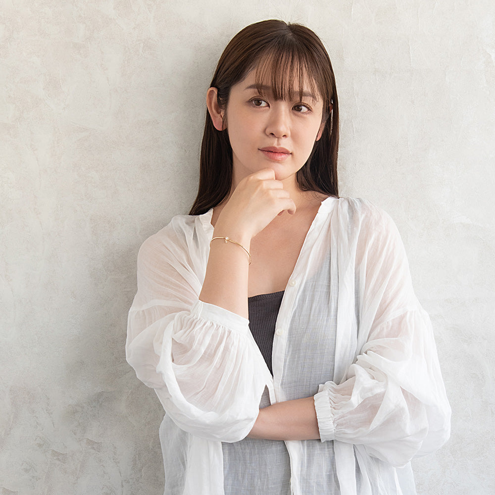 ブレスレット ニッケルフリー メタル キュービックジルコニア ダブル 下がり アーチ マグネットブレスレット