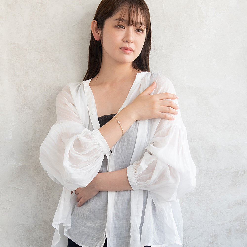 ブレスレット ニッケルフリー メタル キュービックジルコニア アーモンド ダブル アーチ マグネットブレスレット