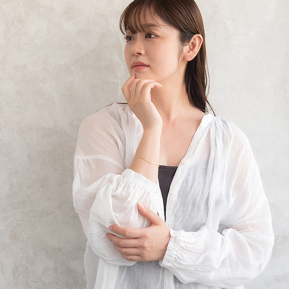 ブレスレット ニッケルフリー メタル カーブ ライン ストーン ドットチェーン マグネットブレスレット