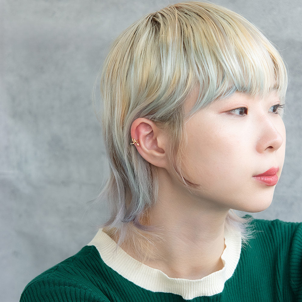 ボディピアス アシンメトリー リボン ストレートバーベル ネジ式 サージカルステンレス 18G 【1個販売】