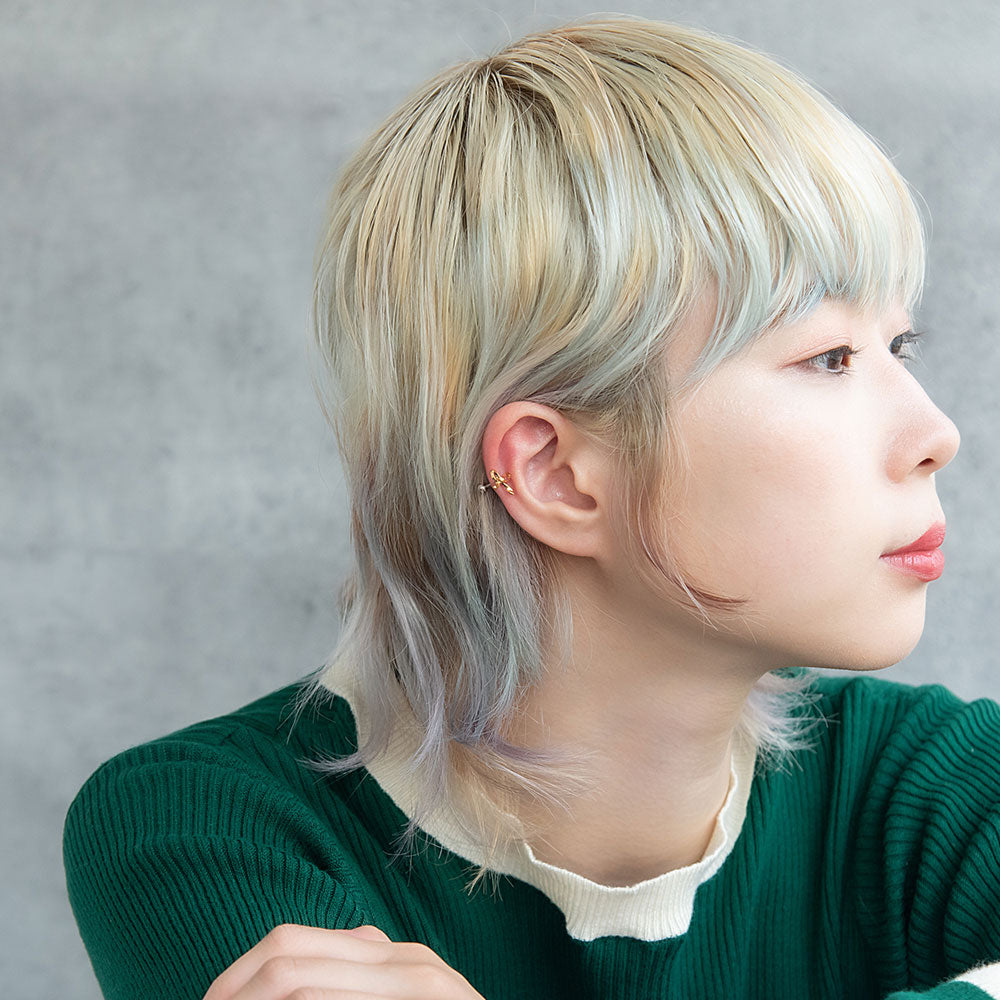 ボディピアス アシンメトリー リボン ストレートバーベル ネジ式 サージカルステンレス 18G 【1個販売】