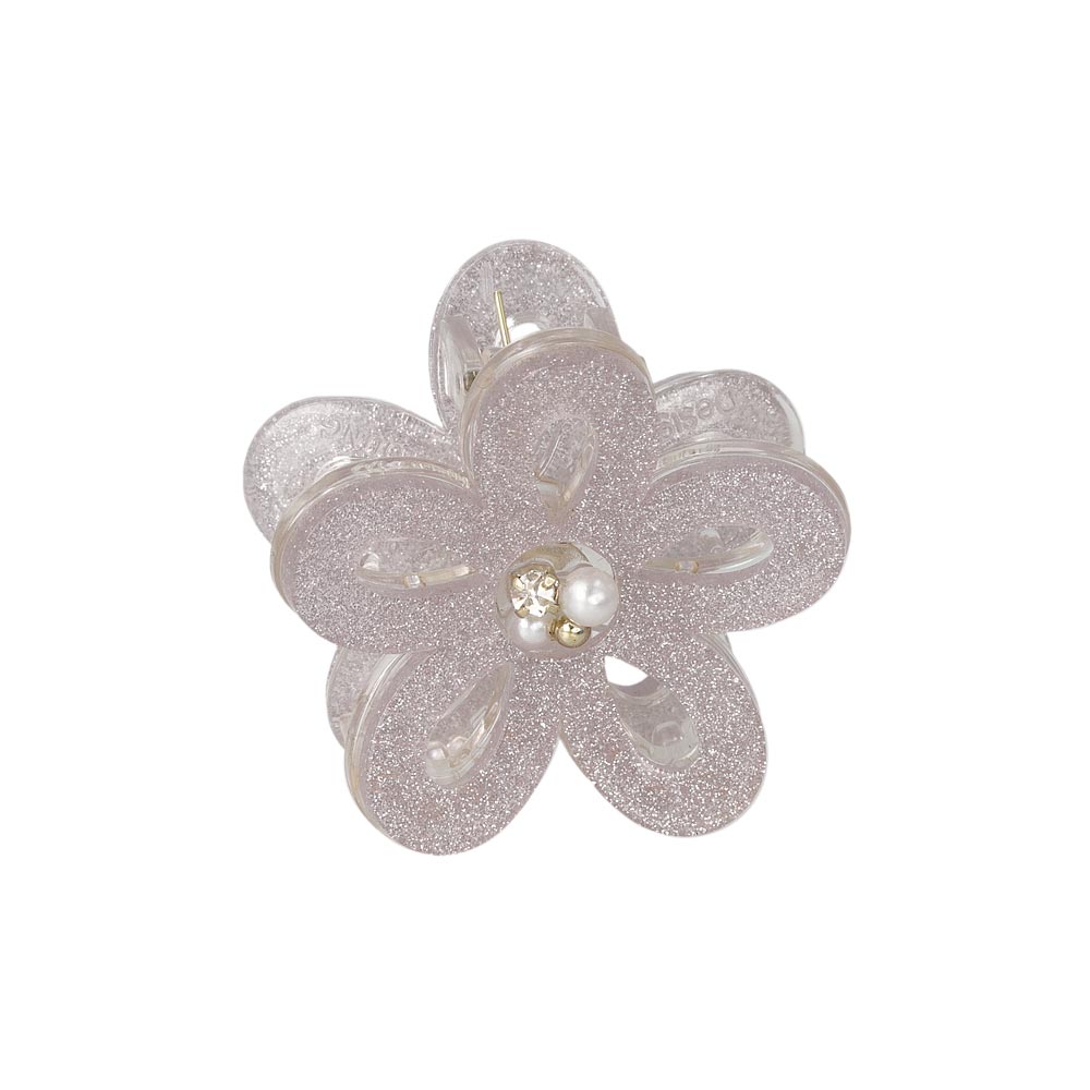 ヘアクリップ フラワー 花 ラメ パール ストーン ビーズ ミニ バンスクリップ