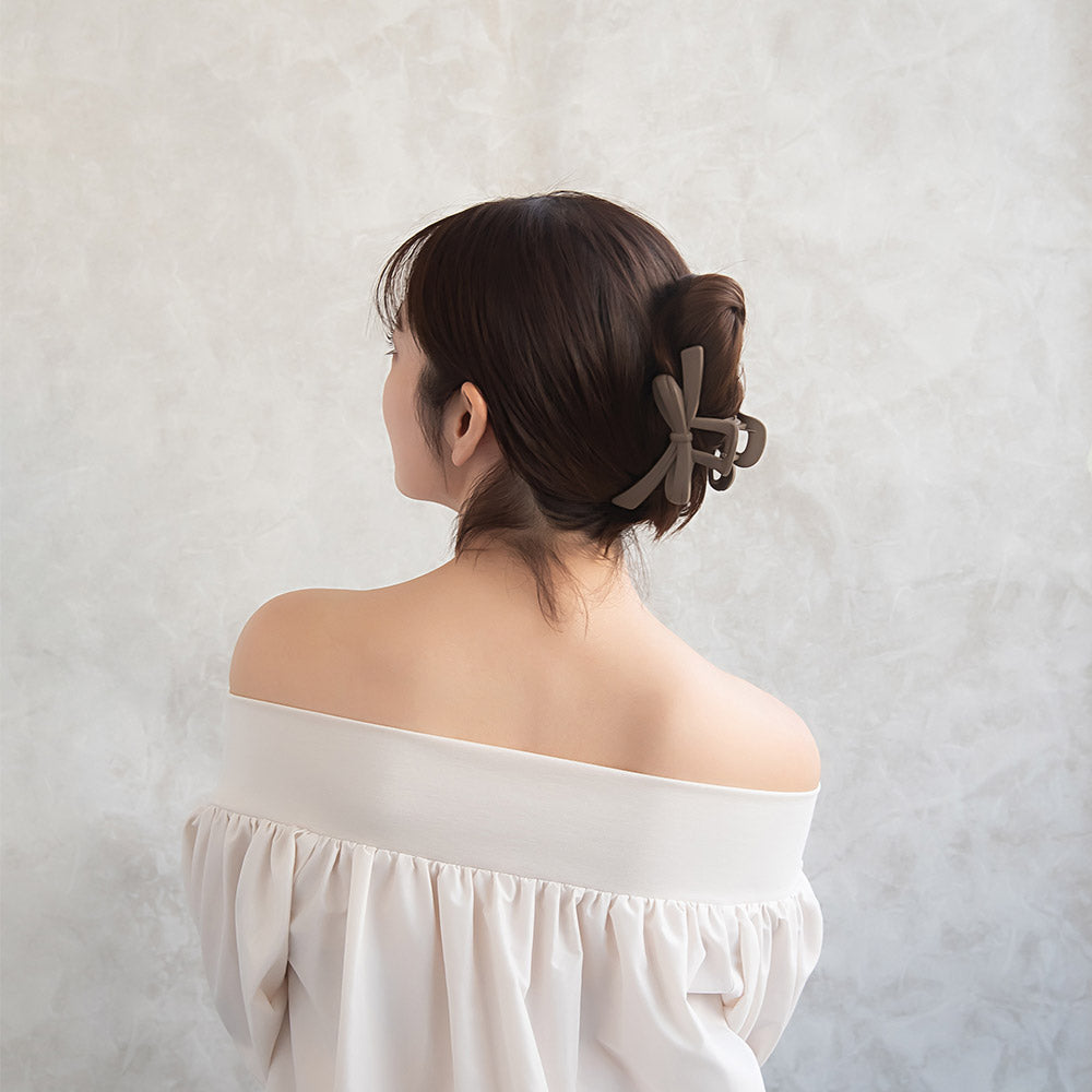 ヘアクリップ スリム リボン ベーシック マットカラー バンスクリップ