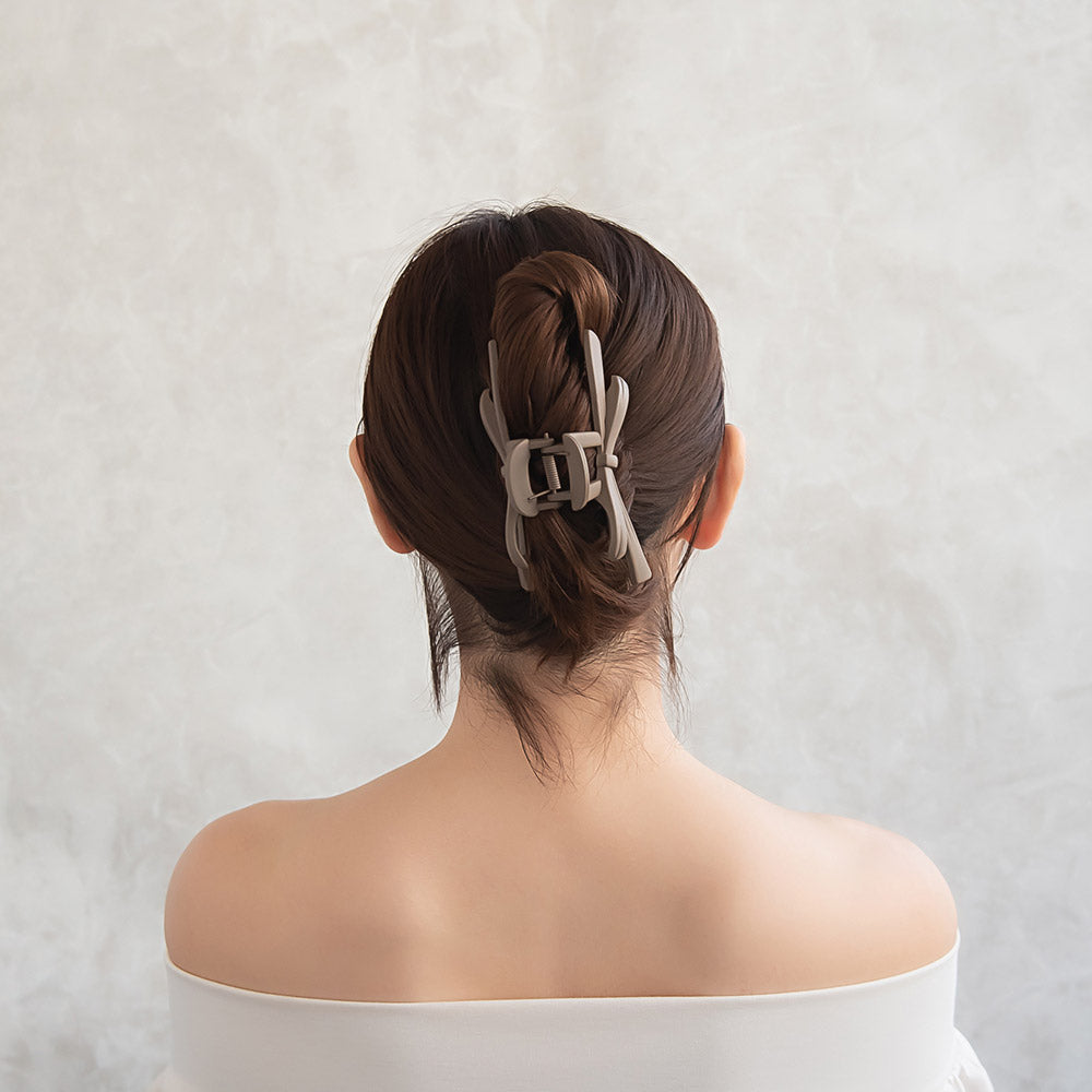 ヘアクリップ スリム リボン ベーシック マットカラー バンスクリップ