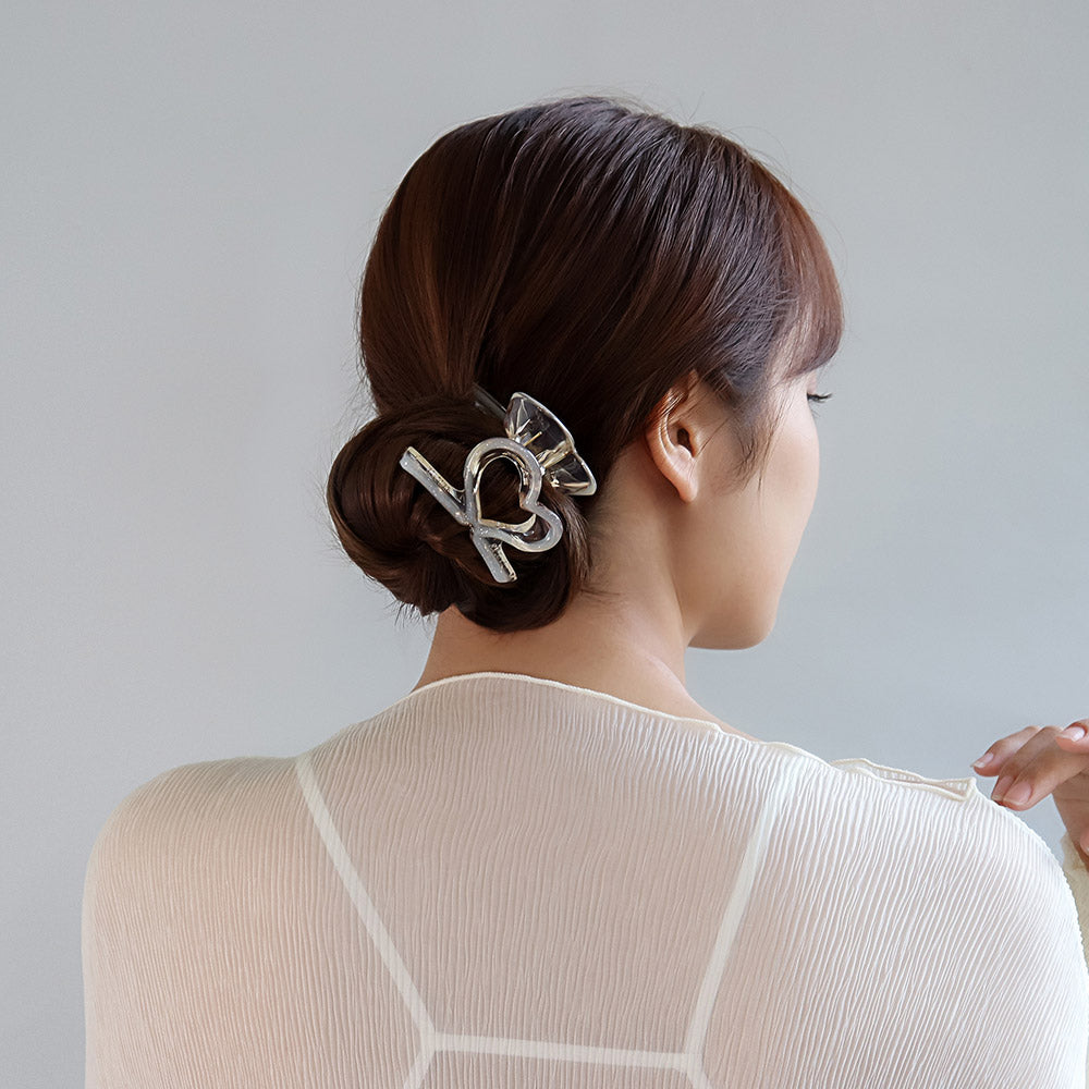 ヘアクリップ Jewel epo ハート ライン ラメ クリア カラー バンスクリップ