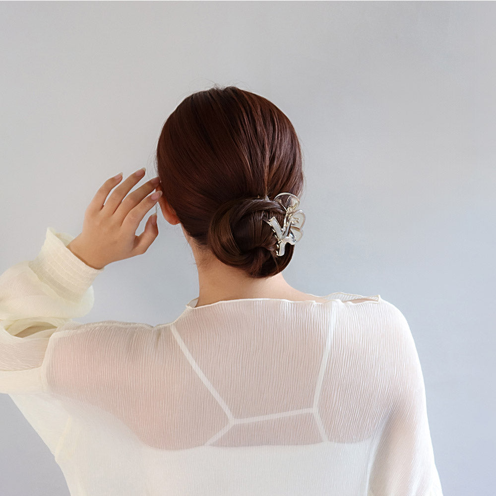ヘアクリップ Jewel epo ハート ライン ラメ クリア カラー バンスクリップ