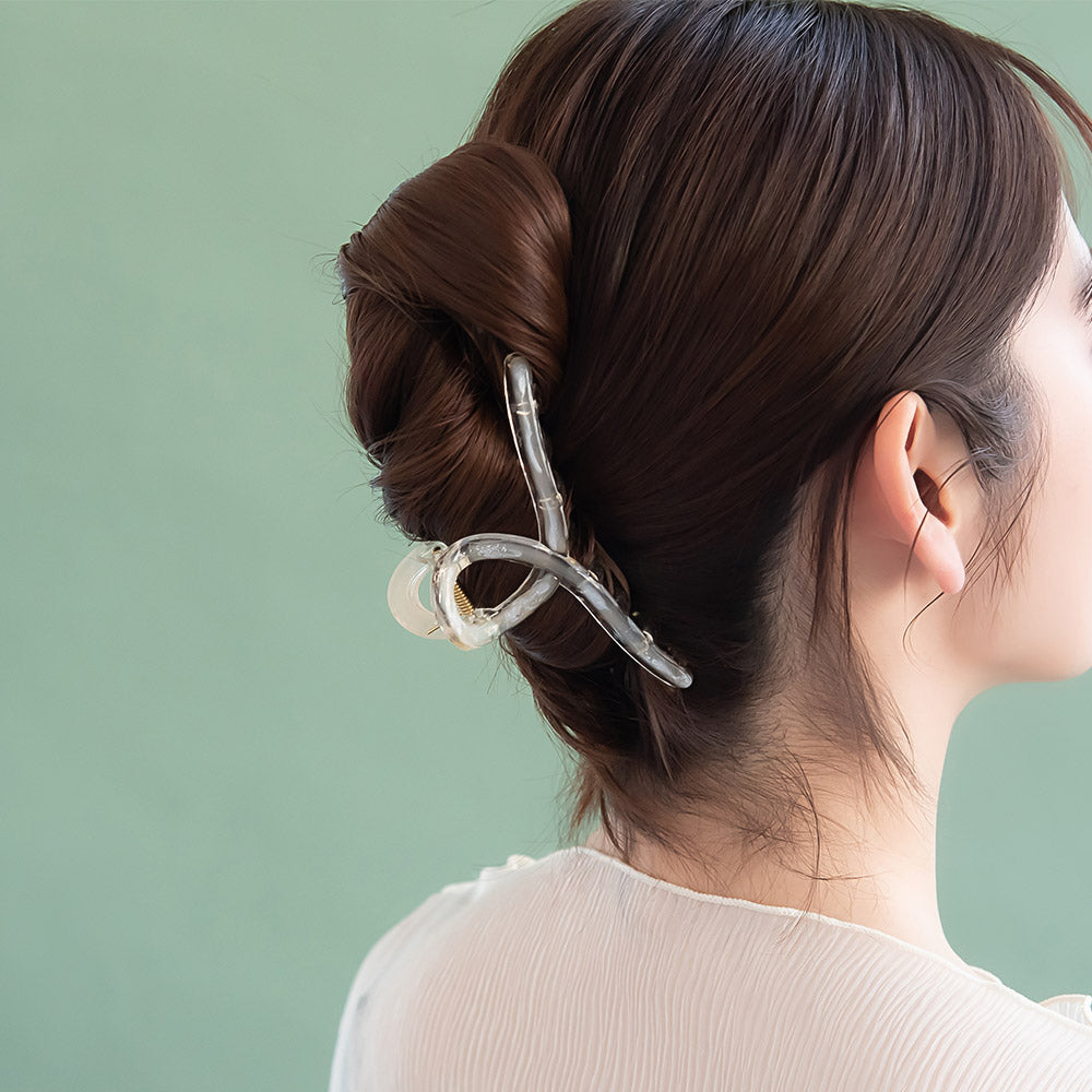 ヘアクリップ Jewel epo クリア カラー ラメ ループ バンスクリップ