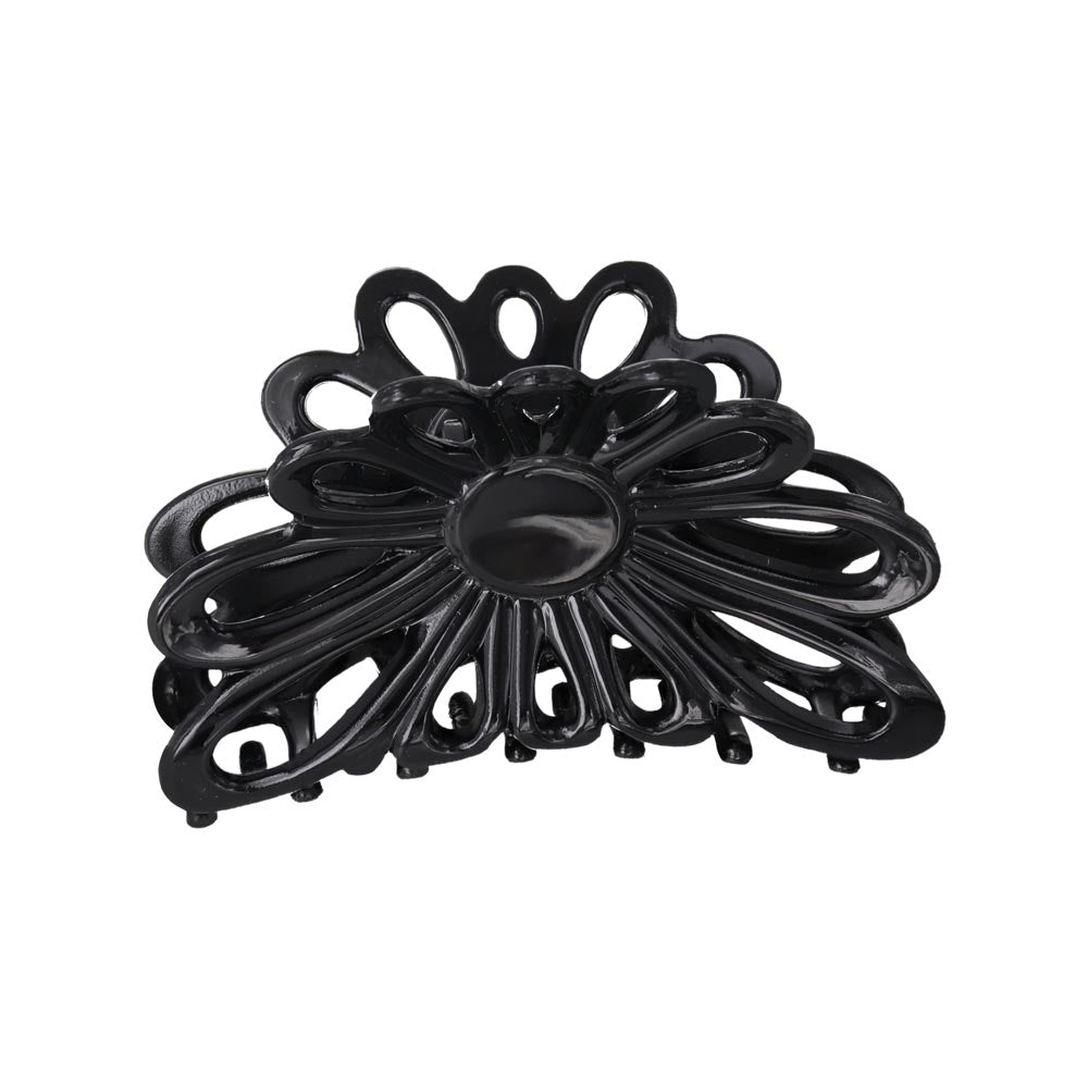 ヘアクリップ フラワー 花 透かし ベーシックカラー バンスクリップ