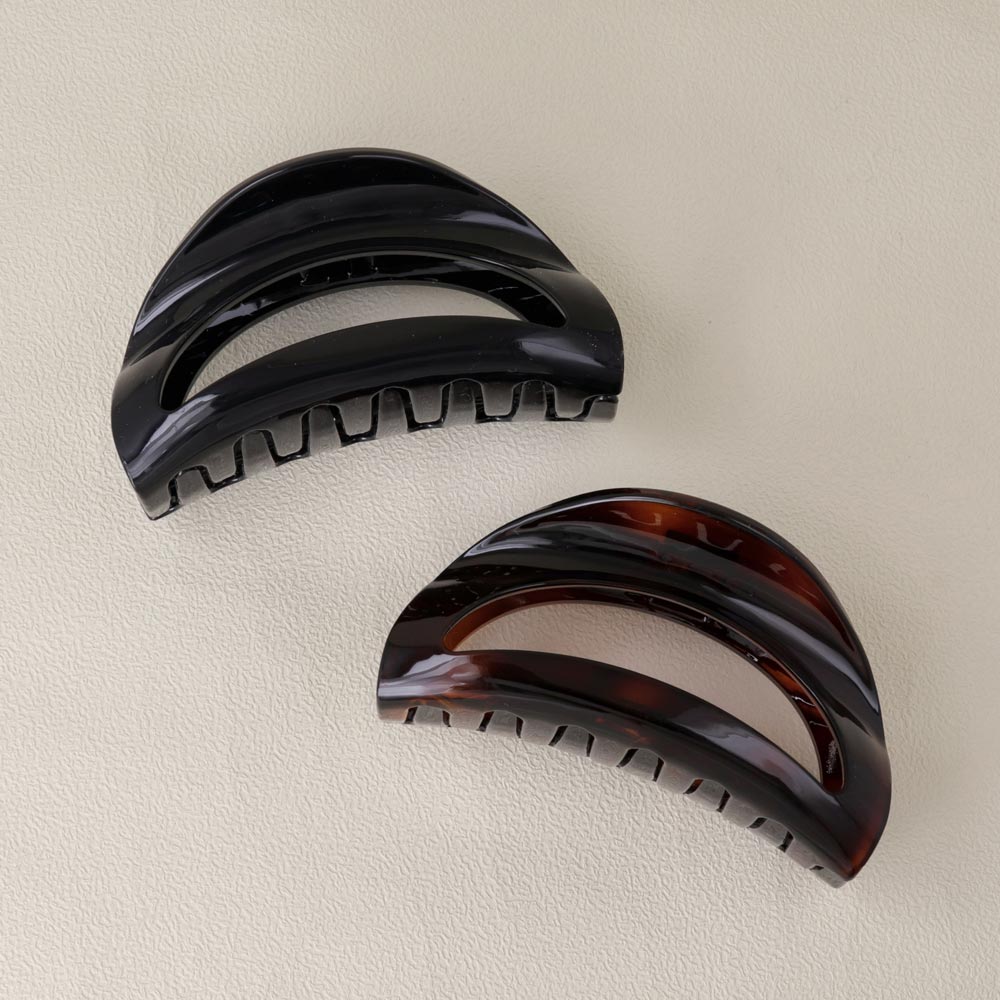 ヘアクリップ ハーフサークル 半月型 中抜き 88mm シンプル ベーシック カラー バンスクリップ