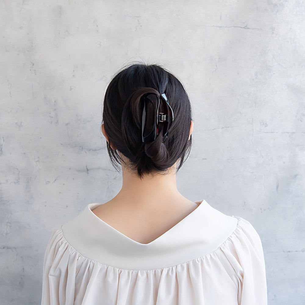 ヘアクリップ ハーフサークル 半月型 中抜き 88mm シンプル ベーシック カラー バンスクリップ