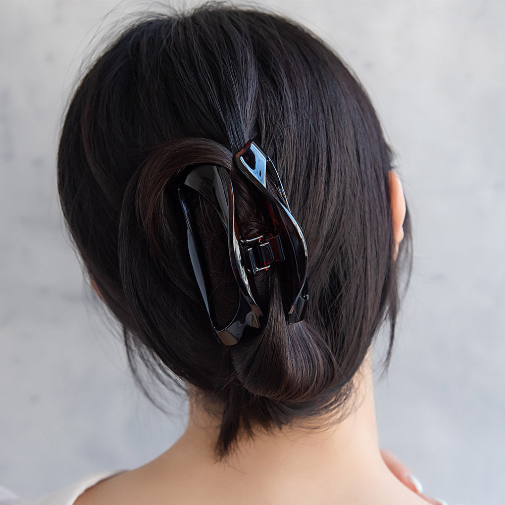 ヘアクリップ ハーフサークル 半月型 中抜き 88mm シンプル ベーシック カラー バンスクリップ