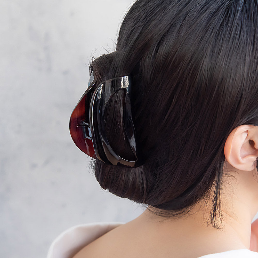 ヘアクリップ ハーフサークル 半月型 中抜き 88mm シンプル ベーシック カラー バンスクリップ