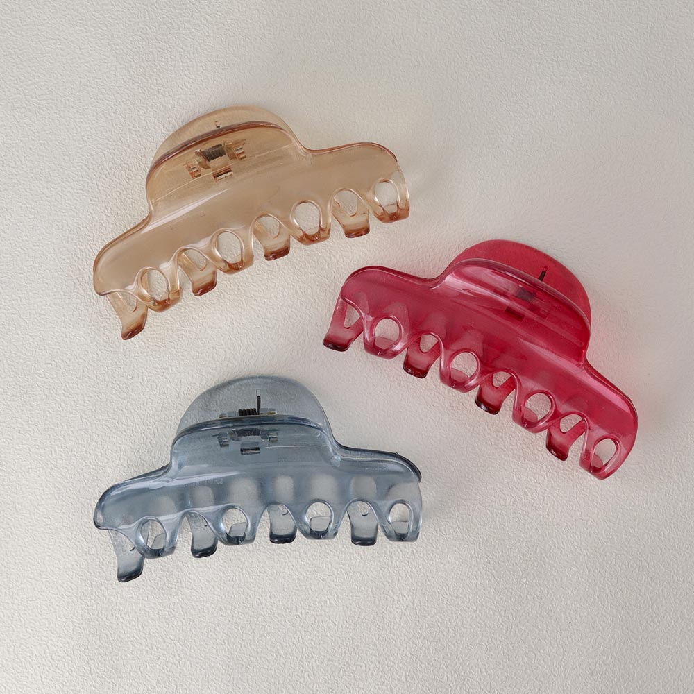 ヘアクリップ クリア カラー 透かし 88mm バンスクリップ
