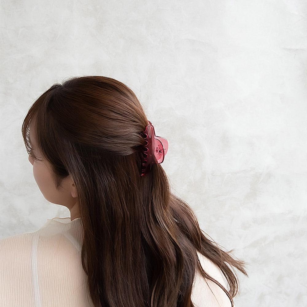 ヘアクリップ クリア カラー 透かし 88mm バンスクリップ