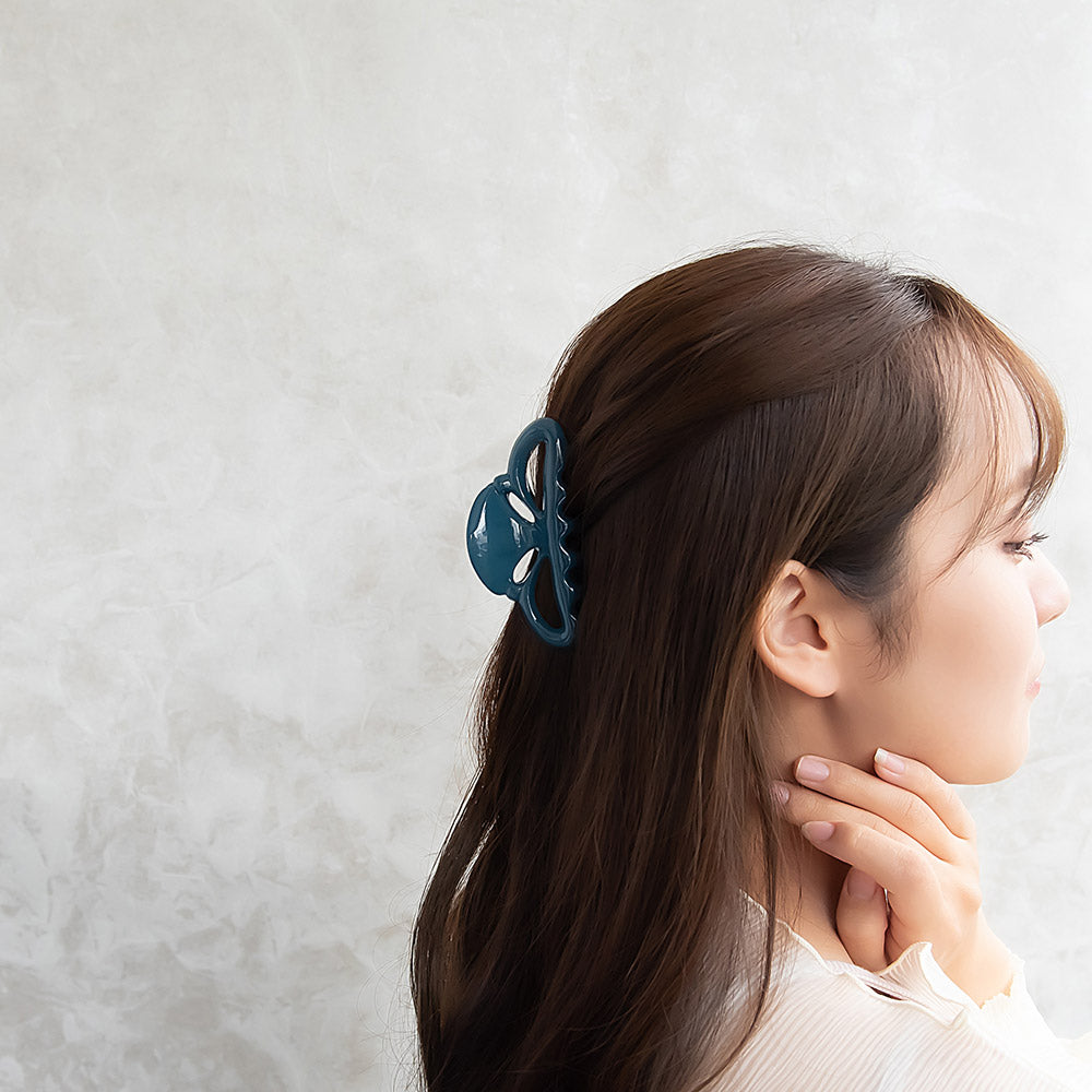 ヘアクリップ 透かし アーチ カラー 95mm 薄型 バンスクリップ