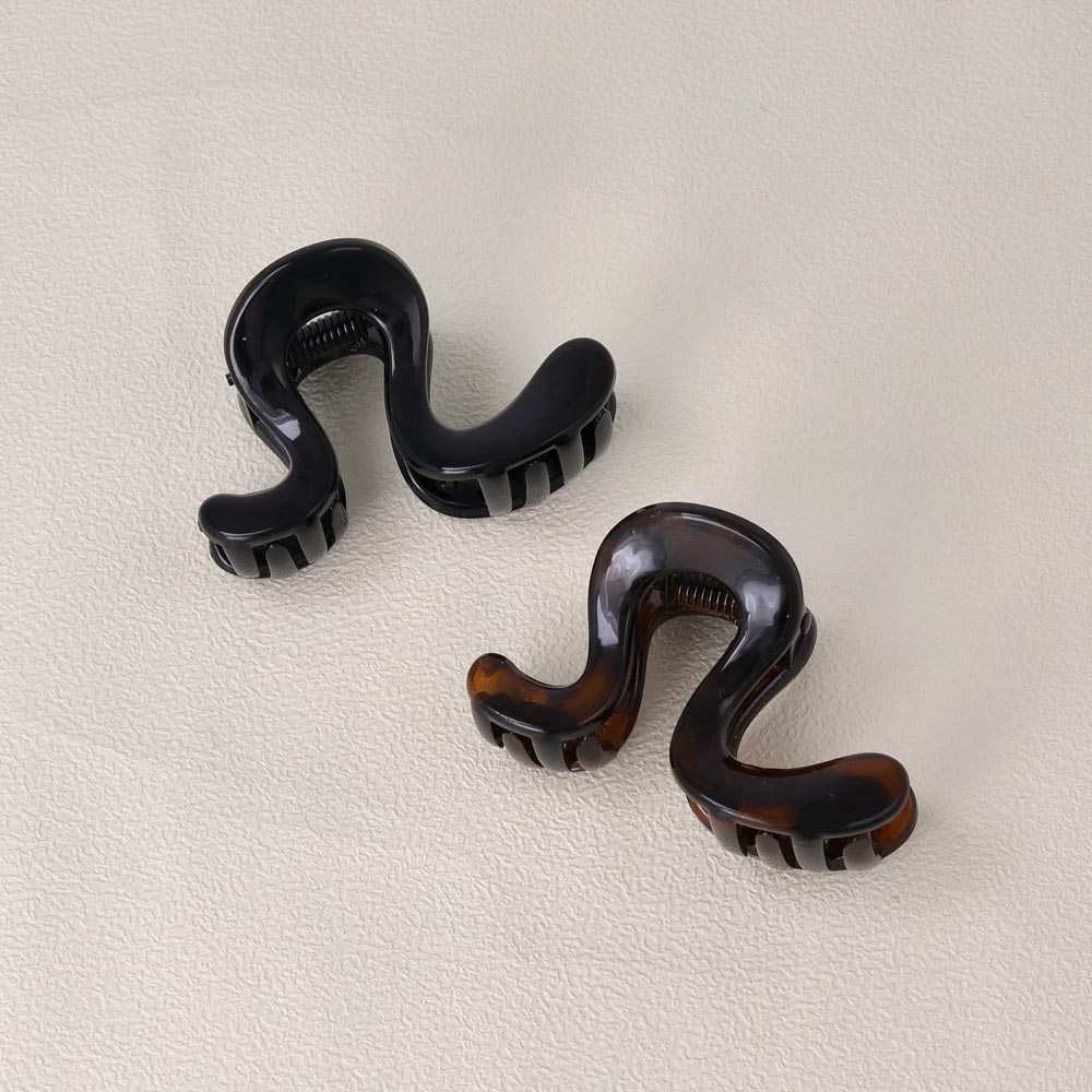 ヘアクリップ ウェーブ ライン マーブル ベーシックカラー 57mm バンスクリップ