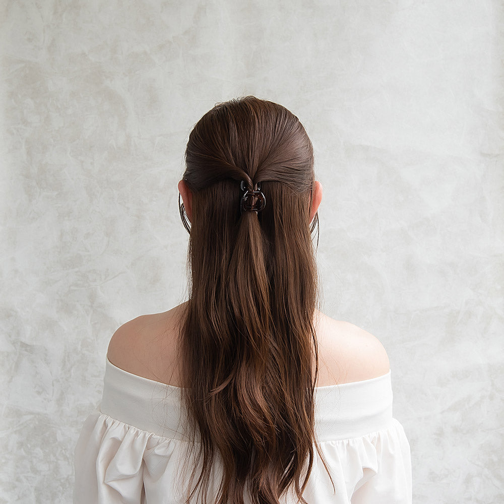 ヘアクリップ ウェーブ ライン マーブル ベーシックカラー 57mm バンスクリップ
