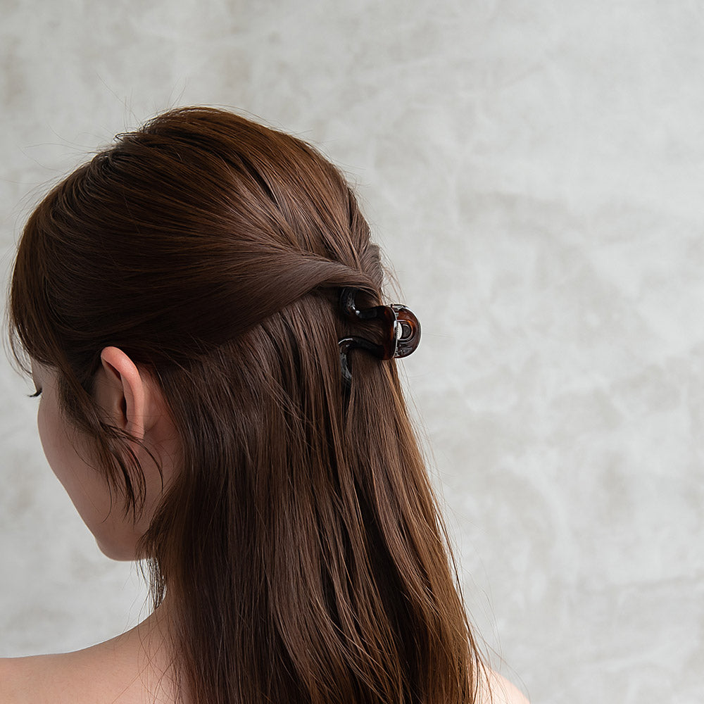 ヘアクリップ ウェーブ ライン マーブル ベーシックカラー 57mm バンスクリップ