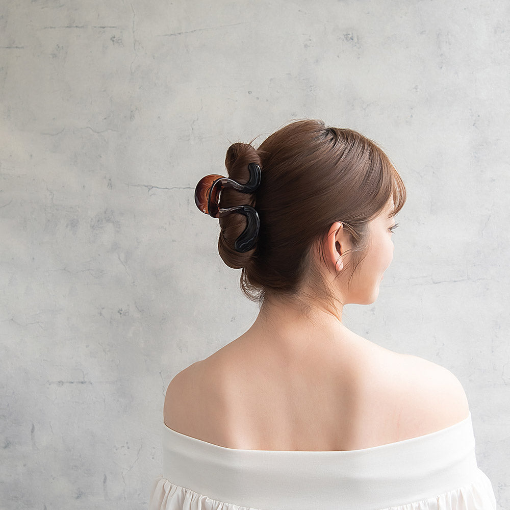 ヘアクリップ ウェーブ ライン ベーシックカラー 110mm ビッグ バンスクリップ